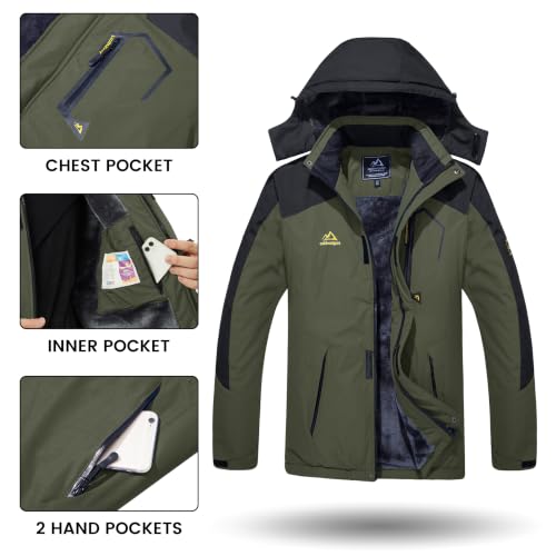 Image of TACVASEN Men's Winter Skiing Jackets Water Resistant Fleece Coats Insulated Thermal Snowboard Jacket Parka Raincoat with Hood