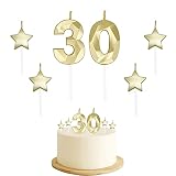 30th Birthday Candles for Cake - Number 30 & 3 & 0 Birthday Candles and Glitter Star Birthday Candle