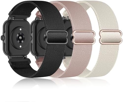 Stretchy Nylon Watch Bands Compatible with Woneligo Smart Watch, 2 Packs of Loop Soft Elastic Straps for FITVII H56/ENOMIR ID208BT/MILOUZ IDW19 Watch for Women & Men.