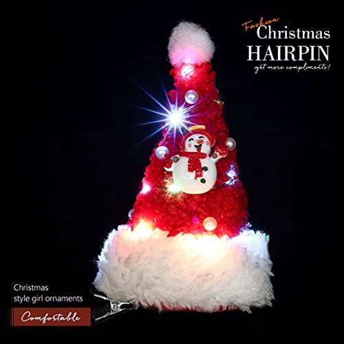 Bartosi Led Christmas Hat Hairpins Xmas Snowman Hair Clips Party Cosplay Hair Barrettes Cute Headpieces Hair Accessories For Women And Girls #TOP3