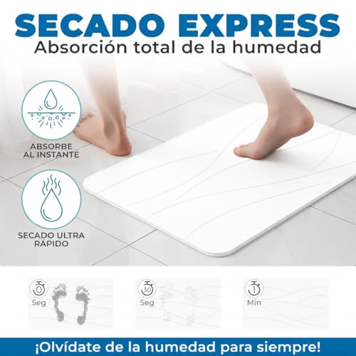 Miniatura 3 de Alfombra Diatomita Baño Secado Rápido, Antideslizante Y Antibacteriana Alfombra Baño Piedra Para Baño Moderno Clásico Diseño Y Confort Para Todos Alfombrilla Diatomita Blanco Roto, 40x30 Cm
