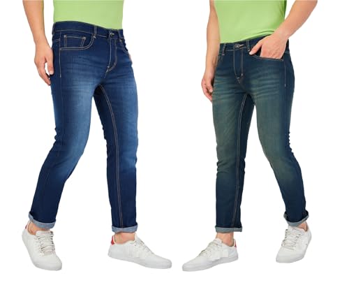 Image of Ben Martin Men's Slim Fit Mid Rise Pack of 2 Stretchable Casusal Denim Combo Jeans Pant, CMB-AU24