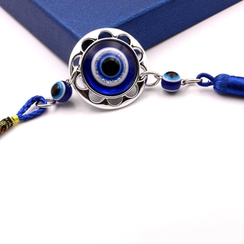 Ladruph ナザールボンジュウ トルコ産本物 邪眼 6個セット 丸型3個 ハート型3個 魔除けハンギング装飾 軽量タッセル付き 金属ガラス製 車のミラー 吊り下げ アクセサリー 邪眼のお守り 車やバッグの壁飾りにも使えるユニーク繊細なデザイン [5]