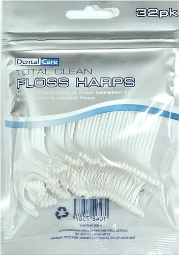 Dental Floss Harp, 32 Pcs Dental Floss for Dental Care, 2 in 1 Interdental Toothpick