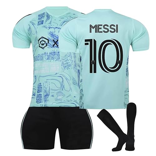 Messi Trikot Inter Miami Nr.10 Messi Trikot Set für Kinder Erwachsene, 2023/2024 Heim- und Auswärtstrikots Fußball Trikot Sporttraining T-Shirts, Shorts und Socks,Fussball Jersey Trainingsanzug