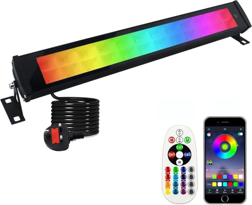 Image of CREATESTAR RGB Flood Lights Bar, 50W Led Wall Washer Light with with 360° RF Remote & Bluetooth APP Control, Waterproof with IP66 Great for Gardens, Family Gatherings, and Halloween!