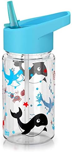 Be-Active Kids Water Bottle with Straw | BPA Free | flip nozzle | Childs water bottle | 450ml | Kid School girls boys sports bottles (Blue)