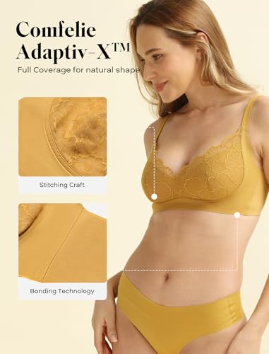 COMFELIE Lace Lingerie Unlined Everyday Bra Wireless Bras Without Underwire Wood Thrush S — view 3
