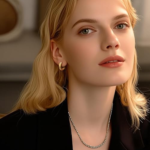 Eloqueen Gold Hoop Earrings 14K Gold Earrings for Women Chunky Earring Vintage Vibes with Timeless and Modern Shape Dainty Chunky Hoop Earring for Women Trendy 20mm3