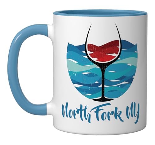 North Fork Long Island Ocean Winery Ceramic Mug Blue/White