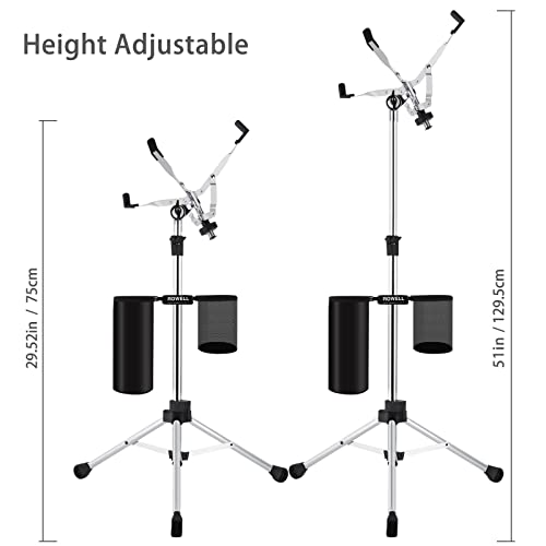 Rowell Snare Drum Stand Lightweight Double Braced For 10-14 Inch Snare Drum Practice Pad, Adjustable Height 29.5-51 Inch With Portable Drum Sticks Bag And Storage Bag(Standing Use) #TOP1