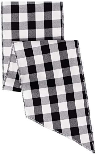La Linen Checkered Chair Bows, 7 By 108-Inch, Black And White #TOP2