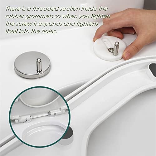 2 Pack Toilet Seat Top Fixings Toilet Seat Hinges Fixing Quick Release Top Fix Blind Hole Hinges Replacement Fittings Expanding Rubber Screws with 50mm Base for Home Office Restroom