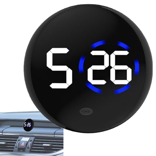 Reloj Adhesivo para vehículos – Reloj Digital magnético para Coche con Soporte Autoadhesivo, Pantalla LCD Impermeable, Funciona con Pilas y Control de Volumen, Ideal para Moto y Coche