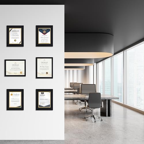 Flocey 11x14 Picture Frame with Tempered Glass for 8.5x11 Certificate Frame with Mat, Document Diploma Award Degree Frame for Wall Hanging or Tabletop Display, Black, 4 Pack by Flocey - Used condition - Image 8