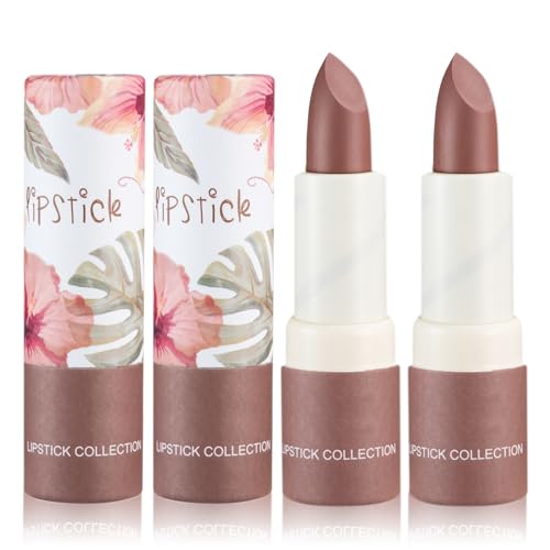XINGXYUEL 2PCS Matte Nude Lipstick Set Velvet Lip Gloss Nude