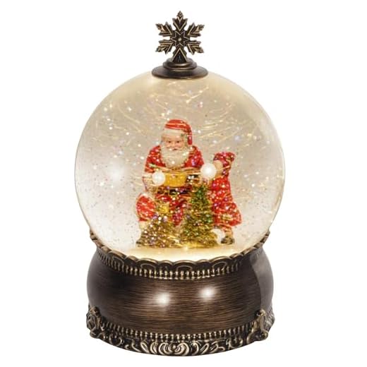 HOMCOM Bola de Nieve Navidad con Música y Luces Bola de Nieve con Escena de Papá Noel y Niño para Decoración Navideña Regalo de Fiesta Bronce