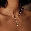 Dochais Collier Avec Croix Pour Femme,Collier En or 14 Carats,Pendentif Délicat Avec Croix Infini,Collier Ras Du Cou Simple Et Tendance Or/Argent (collier croix en or) #3