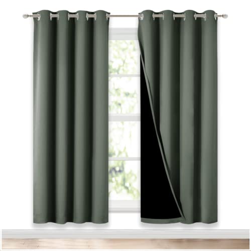 NICETOWN Dark Mallard Blackout Curtains for Nursery 52" w x 72" L 2 Panels