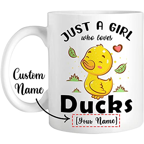 The Tea And Coffee House Just A Girl Who Loves Ducks Mug, Mug For Women, Girls, Funny Duck Gift Idea Kids, Unique Ceramic Daughter, Sister, Girlfriend, Bestie On Birthday, White, 11, 15Oz #TOP1