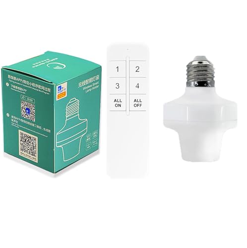 Qiachip Portalampada E27 Con Telecomando, 2.4Ghz Bluetooth Lampada Presa Wireless Base, Kit Interruttore Luce Con Timer, Adattatore Per Led Lampadina,
