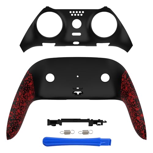 eXtremeRate Top Bottom Decorative Trim Shell Compatible with p s 5 Edge Controller DIY Replacement Front Back Clip Shell, Custom Textured Red Plates Cover Compatible with p s 5 Edge Controller