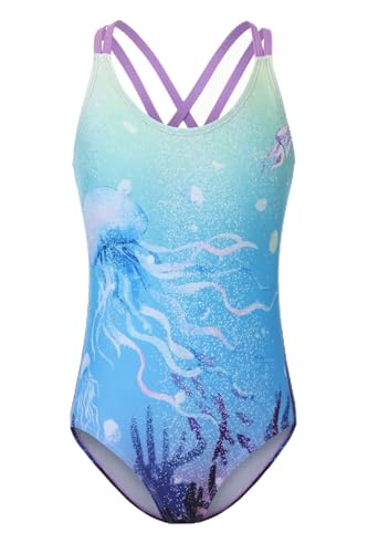 Image of Girls One Piece Swimsuits,Girls Bathing Suits with Adjustable Straps,Kids Hawaiian Floral Swimwear 3-16 Years