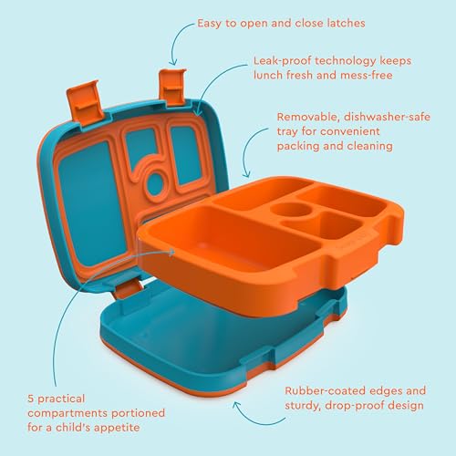Bentgo Kids Prints Leak-Proof, 5-Compartment Bento-Style Kids Lunch Box - Ideal Portion Sizes for Ages 3-7, Durable, Drop-Proof, Dishwasher Safe, & PFAS & BPA-Free Materials (Planes)
