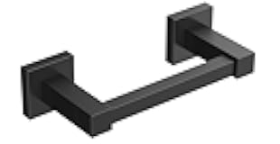 FORIOUS Toilet Paper Holder Wall Mount, Stainless Steel Rustproof Double Post Pivoting Tissue Roll Holder for Bathroom, Commercial Toilet Paper Dispenser (Matte Black, Square)