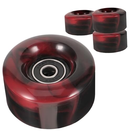 Roues PU pour roller avec roulements haute élasticité rouge-noir 4 pièces