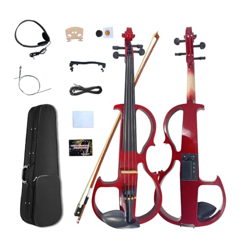 Yinfente 16inch Silent Electric Viola Solid Wood 4 String With Ebony Fittings Hard Case Brazilwood
