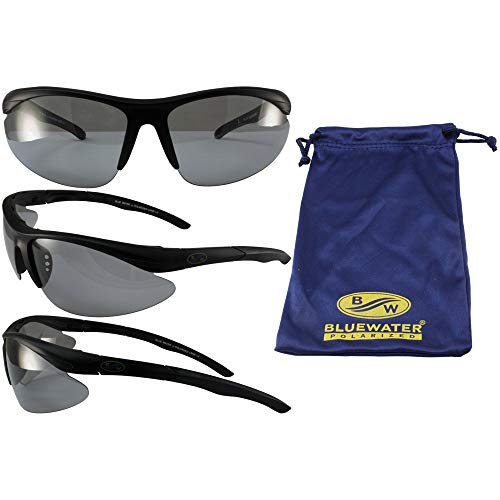 BluWater Polarized Islander 24 Sunglasses Black Frames Photochromic Transforming Lens Lighter to Darker Smoke Lens by Global Vision