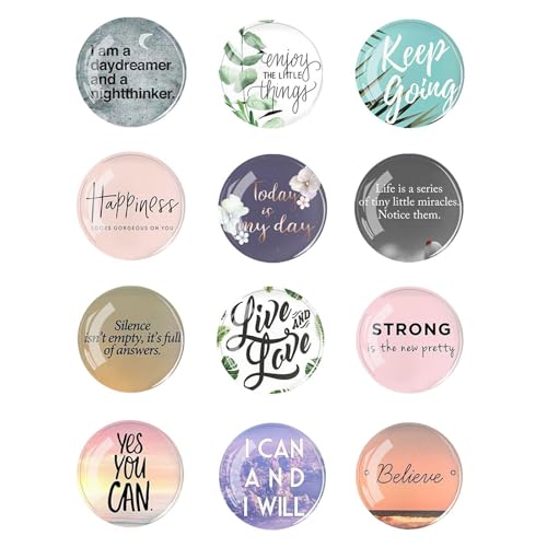 12 Pièces Aimants De Réfrigérateur Anglais, Aimants De Réfrigérateur Ronds, Autocollants De Décoration De Réfrigérateur De Tableau Blanc Bricolage, Accessoires De Réfrigérateur