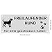 Vorsicht Freilaufender Hund Schild, Achtung Hund Schild, Reflektierendes Aluminium, Warnschild Hunds Aluminium mit 4 Vorgebohrten Löchern, Schilds Warnung vor Dem Hunds für den Innen/Außen, 25x9cm