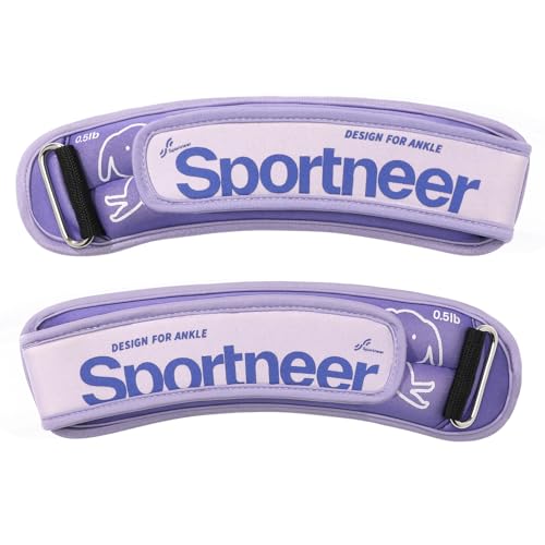 Sportneer Ankle Weights 0.5/1/2/3/5 LBS 1 Pair Wrist Leg Arm Weights (Purple, 0.5 lbs x 2)
