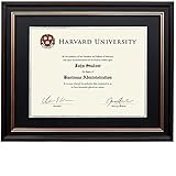 EXCELLO GLOBAL PRODUCTS Photo Document Frame: 8.5x11 with Double Mat Graduation Diploma Certificate Holder Wall Frame (Black/Silver)