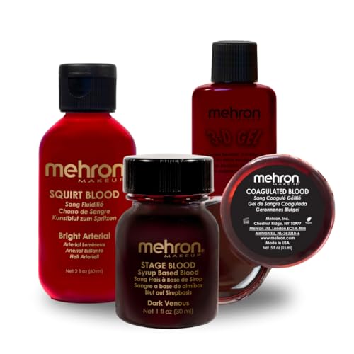Mehron Makeup Blood Essential Kit | 4 Piece Halloween &