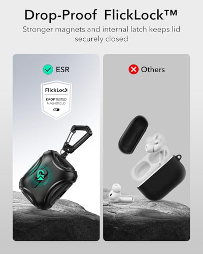 ESR for AirPods Pro 3 Case (2025), Compatible with Airpods Pro 3rd Generation (USB-C Cable), Effortless MagSafe, Drop-Proof Lock, Easy Open, Cyber Series, Black - 4