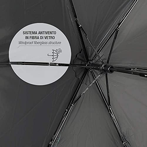 PERLETTI Parasol Kobiecy Lekki Kompaktowy Mały - Parasol Składany z Ochroną Przed Promieniowaniem UV - Parasolka Damska ze Czarną Powłoką Wewnątrz - Średnica 91 cm - Perletti Trend (Metaliczny Róż)