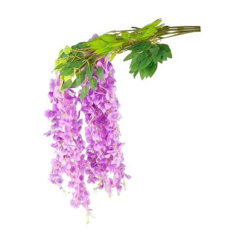 Bojueshaw Ghirlanda di glicine artificiale, 1,1 m di lunghezza con foglie, fiori realistici da appendere per matrimoni, casa, soffitto, arco e decorazioni da parete (viola)