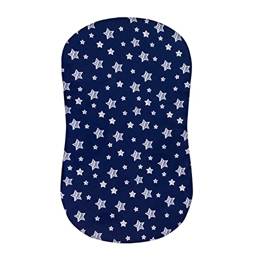 Bassinet Sheet, 33" X 17" Flexible For Different Cradle And Bassinet Mattress, Soft Breathable Universal Sheet For Rectangle, Oval, Hourglass Bassinet Mattress, Navy Star #TOP4