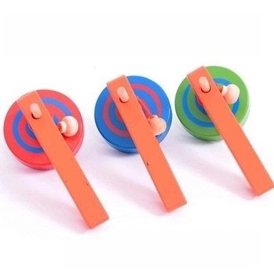 Fqstech Wooden Spinning Top Gyroscope Peg-Top With Handle And Pull String Wire,Can Last Long Time, Color Random #TOP2