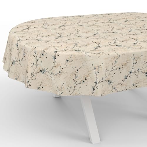 ANRO Wachstuchtischdecke Wachstischdecke Wachstuch Tischdecke abwaschbar Gartentischdecke Wasserabweisend Oval 180x140cm Schnittkante Kiev Floral