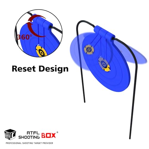 Atflbox Two in One Self-Healing Resetting Target, 8 Inch Gong High Caliber Spinner Target, Shooting Targets for Rifle, Pistol, Airgun, Handgun (Blue) by Atflbox - Image 3