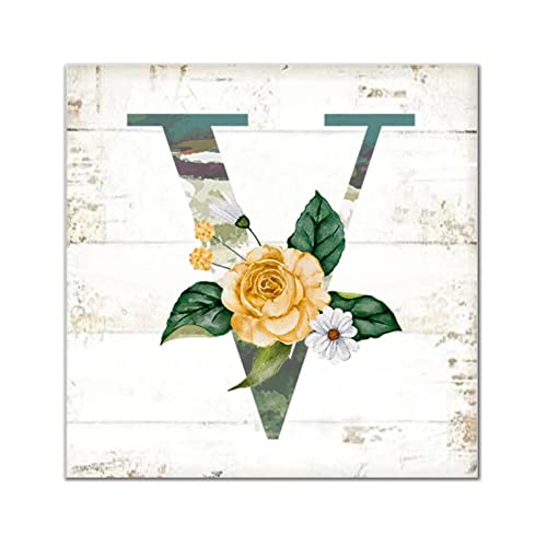Lettres en bois monogramme V pour salon et bureau style rétro