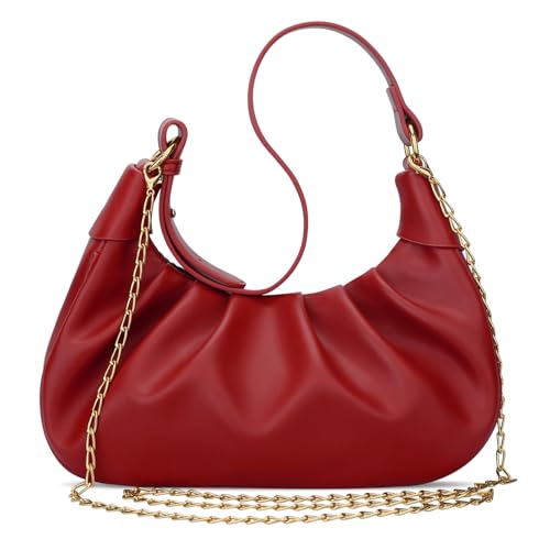 Image of KKXIU Shoulder Bag Crescent Handbag Ruched Purse Underarm Bag Mini Hobo for Women