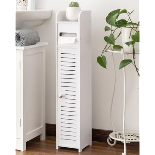 AOJEZOR Small Bathroom Storage Cabinet: No Drill Ultra-Narrow for Renters