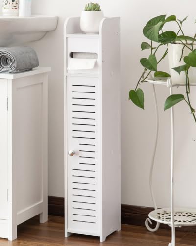 AOJEZOR Small Bathroom Storage Cabinet: No Drill Ultra-Narrow for Renters