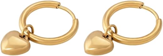 PALMONAS Small Heart Hoop Earrings - Gold Plated, Waterproof & Anti Tarnish, Gift for Women