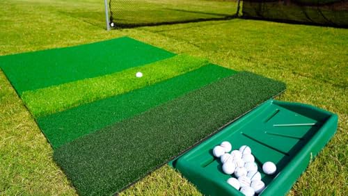 Cimarron Sports 4'x6' Ultimate Knitted Nylon Combination Indoor/Outdoor Golf Hitting and Practice Mat Features 3 Distinct Course Conditions - 28"x16"x4" UV Treated Commercial ...